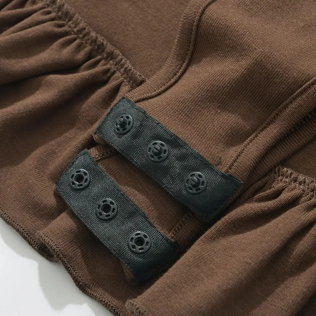 2025 sexy orelhas de madeira em camadas babados hem vestido de manga longa feminino o pescoço cintura baixa magro vestidos curtos mini robe