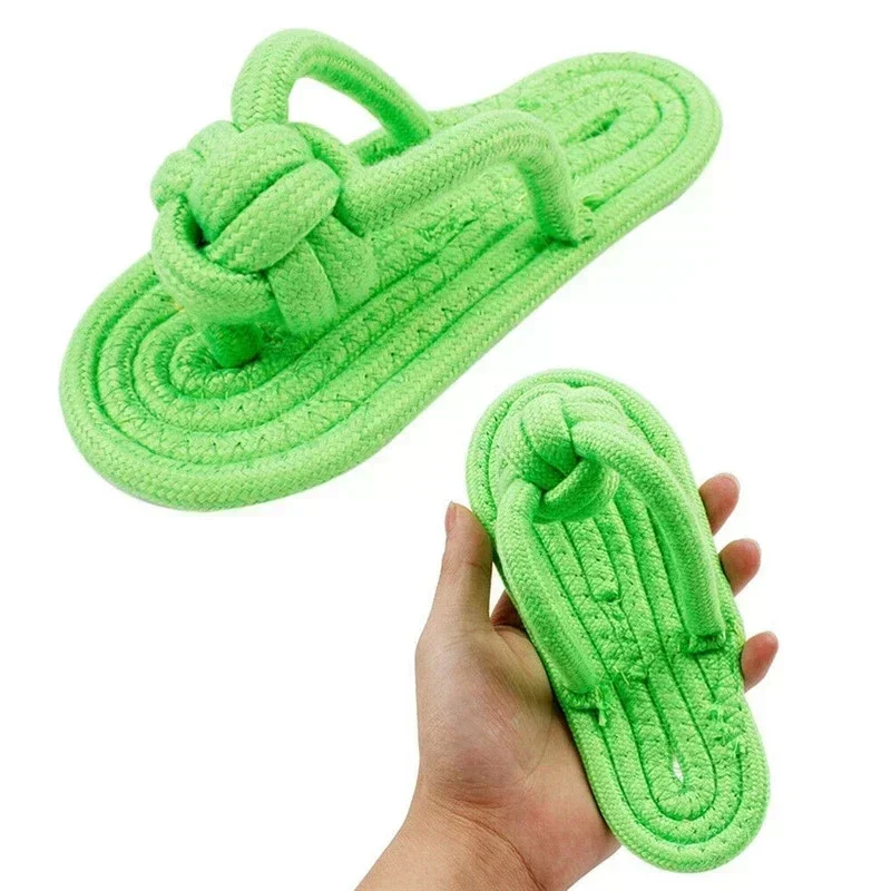 Dog Chew Funny flip flops Decoy Toy Shoes Natural Cotton Rope Slipper Interactive Pet Chewing Puppy Dog Walking Teeth Cleaning