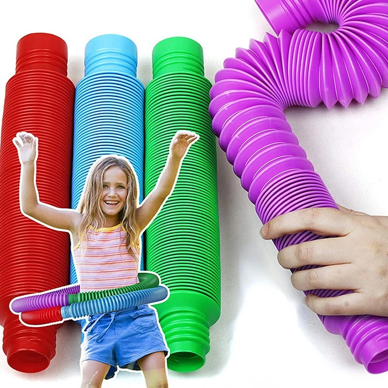 1/8 PCS Flexible Plastic Popular Color Creative Telescopic Pipe Corrugated Decompression Vent Children\'s Toy Birthday Party Gift