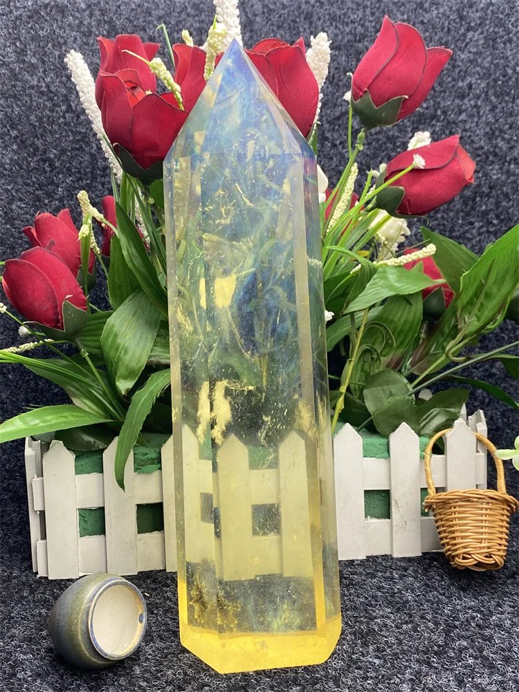 Natural Yellow Smelting Stone  Obelisk Reiki Healing Wand Find Ore Holiday Gifts Home Decor Decoration Zodiac Auspicious Day