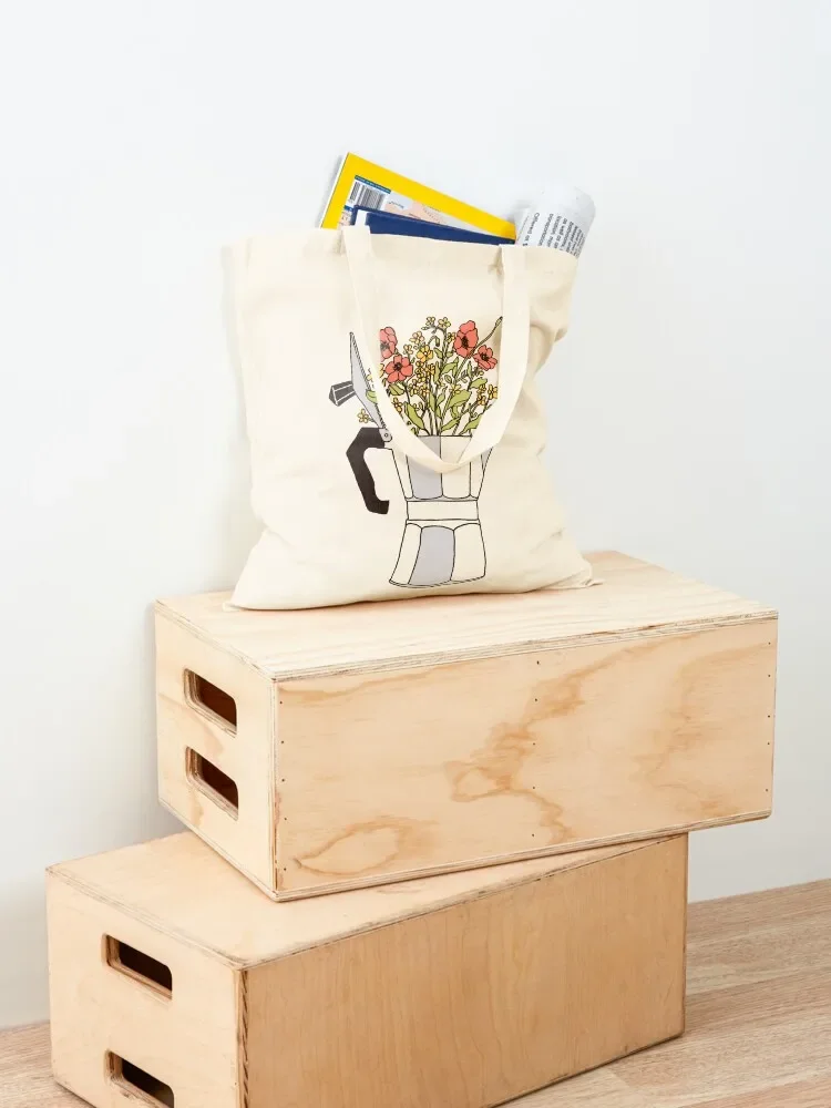 Moka Flowers Tote Bag canvas shopping bag supermarket folding bag Portable shopping cloth woman