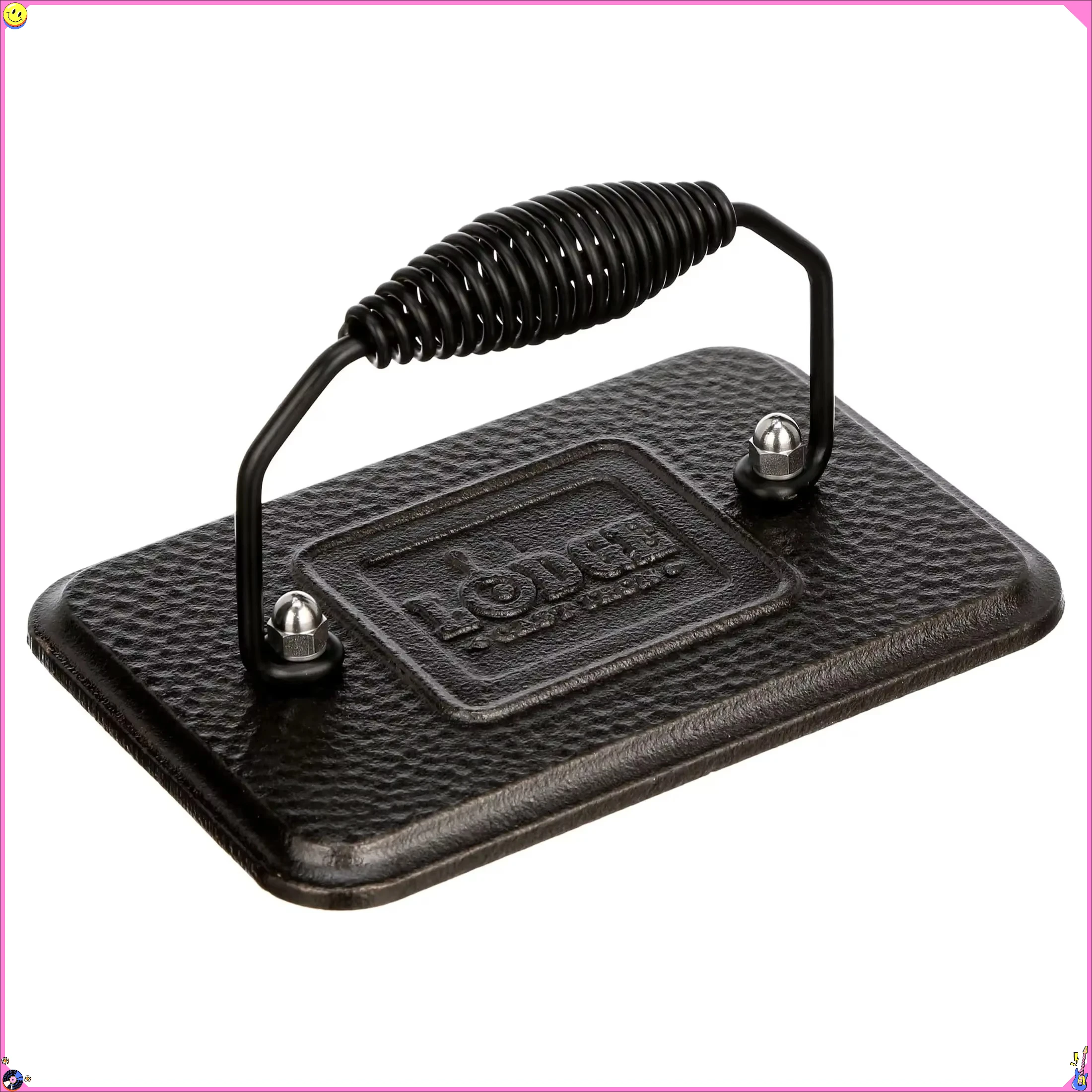 

Чугунный гриль-пресс 6,75x4,5 дюйма, черный — прочный, равномерный пресс для приготовления пищи — идеально подходит для бормеров и сэндвичей на гриле