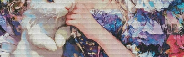 

ZZ6496 ZZ6068 Beauty with Rabbit 14CT 16CT Printed On Canvas Cross Stitch DIY Set Needlework Embroidery