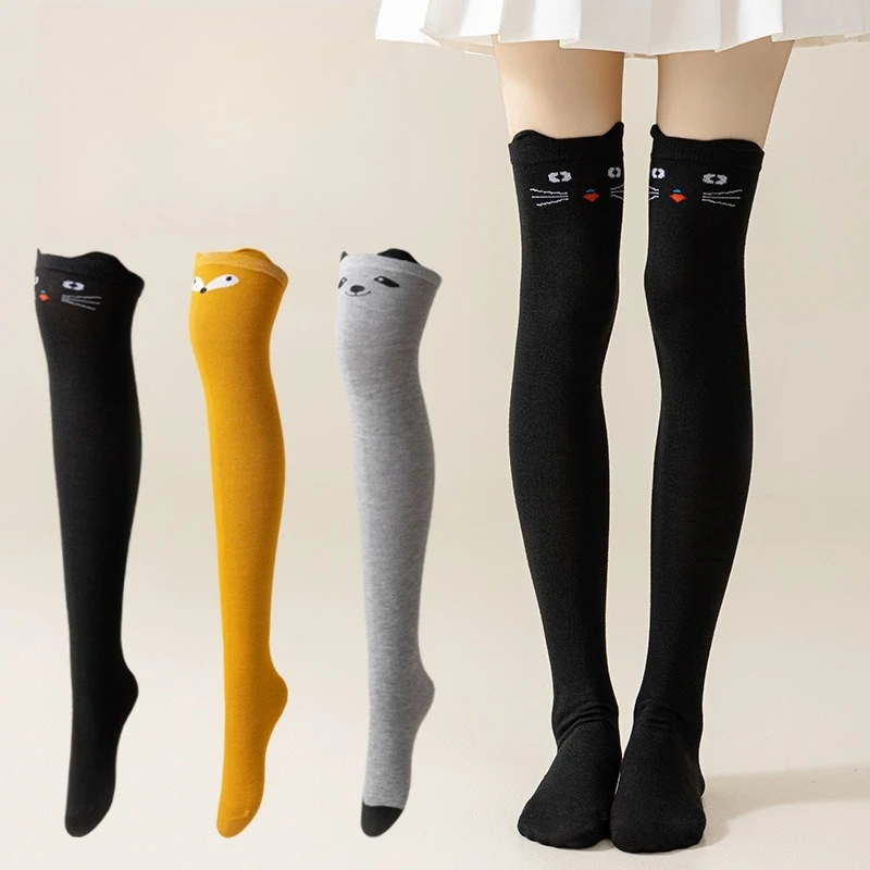 

Популярные новые милые японские и корейские модные женские гольфы с ушками кошки, медведя, лисы, длинные, прямые, до колена