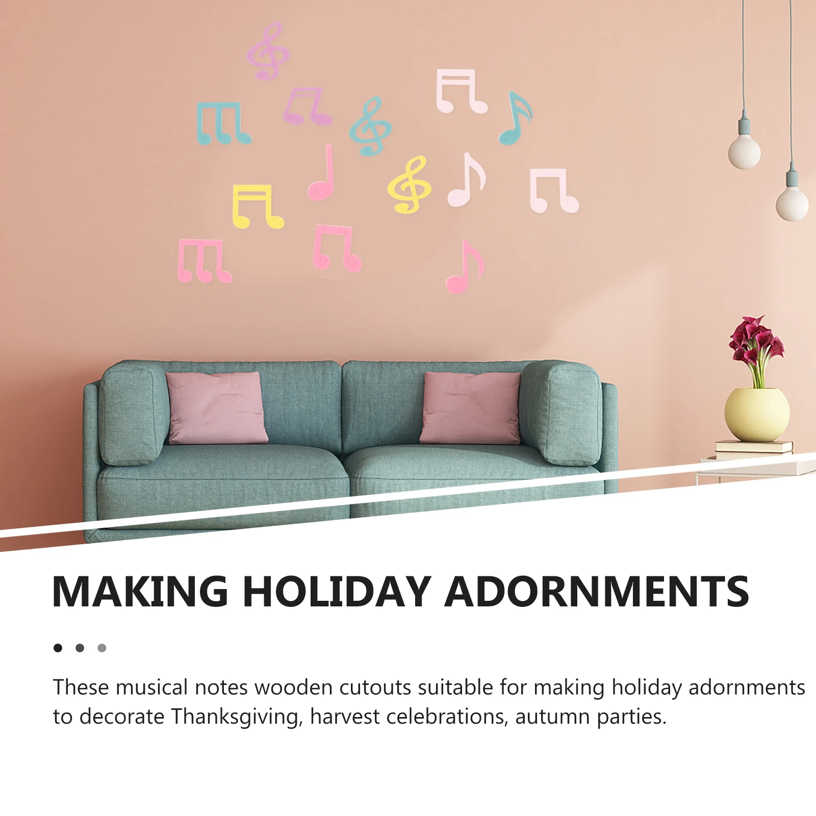 

100 Macaron Color Musical Notes Wood Chips Smooth Edges Colored Wood Cutouts Hexagon Pieces Creative DIY Materials