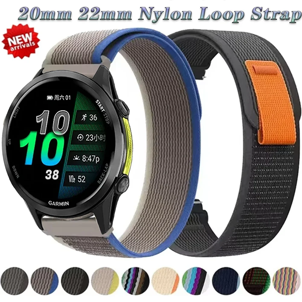 20 مللي متر 22 مللي متر درب النايلون حلقة حزام ل Garmin Forerunner 965 955 570 970 165 55 سوار ل Garmin Active 6-5 Vivomove Trend Band