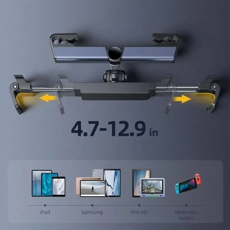 652F Car Headrest Mount 360° Multi-Angle Back Tablet Holder Car Headrest Bracket