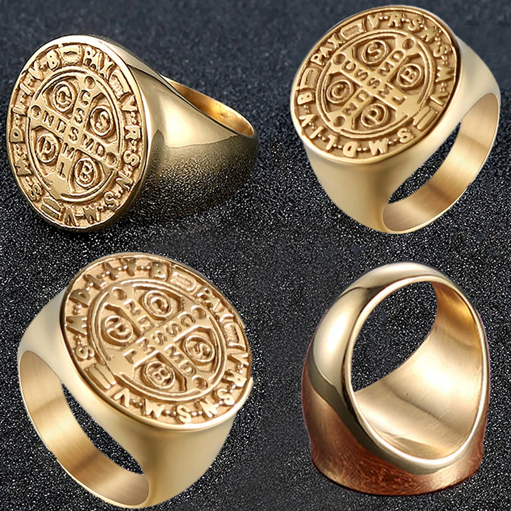 

7/8/9/10/11/12 Retro Personality Letter Cross CSB Patterned Stainless Steel Ring Solid Waterproof Wholesale Drop Shipping