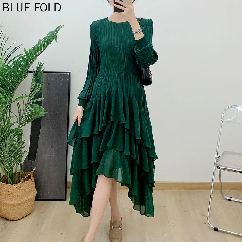 

MIYAKE PLEATS-Нерегулярное кружевное плиссированное платье, модное и милое, волшебное длинное платье, весна и лето
