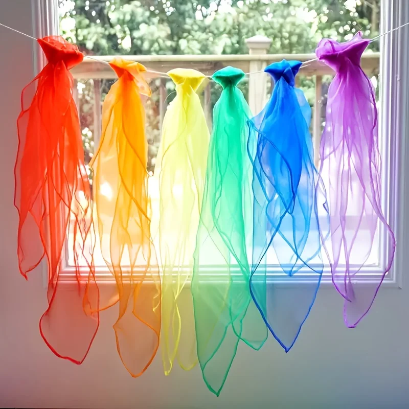 6pcs Vibrant Square Juggling Scarves Silky Dance Gym Props for Parties Festivals Lightweight Durable Assorted Colors Gift JXB