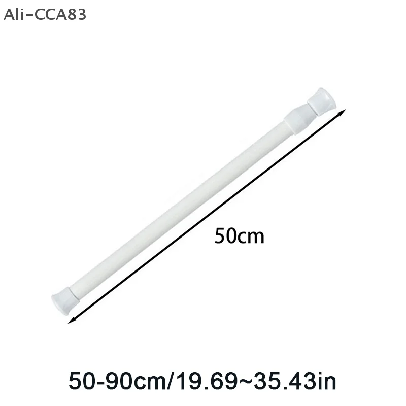 (YY)2025 1 قطعة 30-90 سنتيمتر قابل للتعديل غير اللكم قضيب تليسكوبي تركيب متعدد الوظائف تخزين صغير قضيب تليسكوبي اللون الأبيض