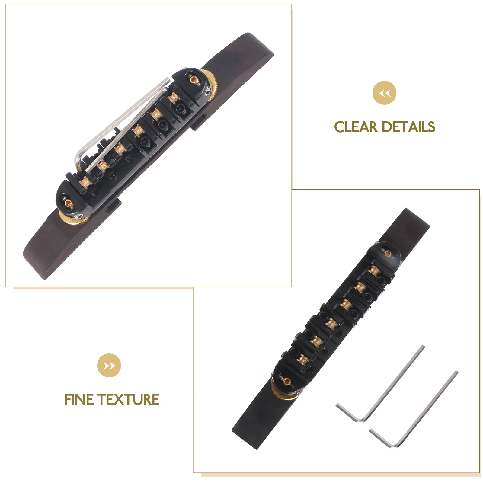 

13.8*1.5*3.6Cm Black Rosewood Guitar Bridge Adjustable Roller Saddles Nickel Wheels Replacement Guitar Parts