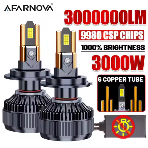 3000W H4 H7 Led Car Headlights Bulb Canbus 6 Copper Tube 6000K Led H1 H8 H9 H11 HB3 9005 HB4 9006 12V 24V Fog Lamp Automobile