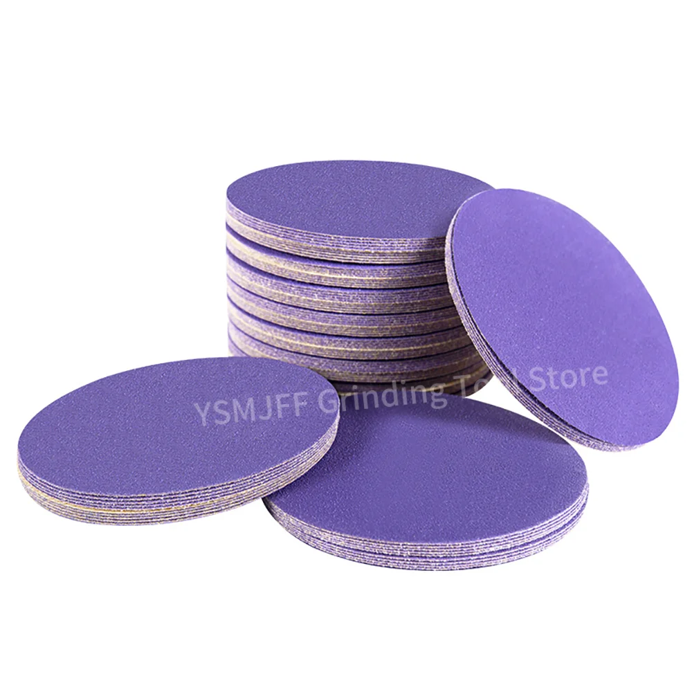 

100 шт. 6 дюймов/150 мм фиолетовые керамические шлифовальные диски, 6 дюймов шлифовальные диски без отверстий на крючках и петлях для автомобильной краски, металла, шлифования дерева