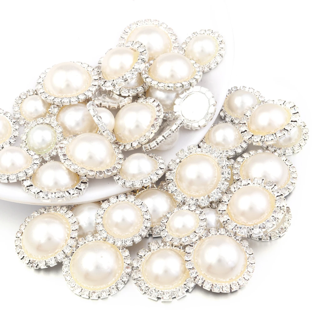10 stücke Strass Imitation Perle Blume Disc Glänzende Halb Runde Lose Perlen Für DIY Handwerk Kleidung Nähen Schmuck Machen Liefert