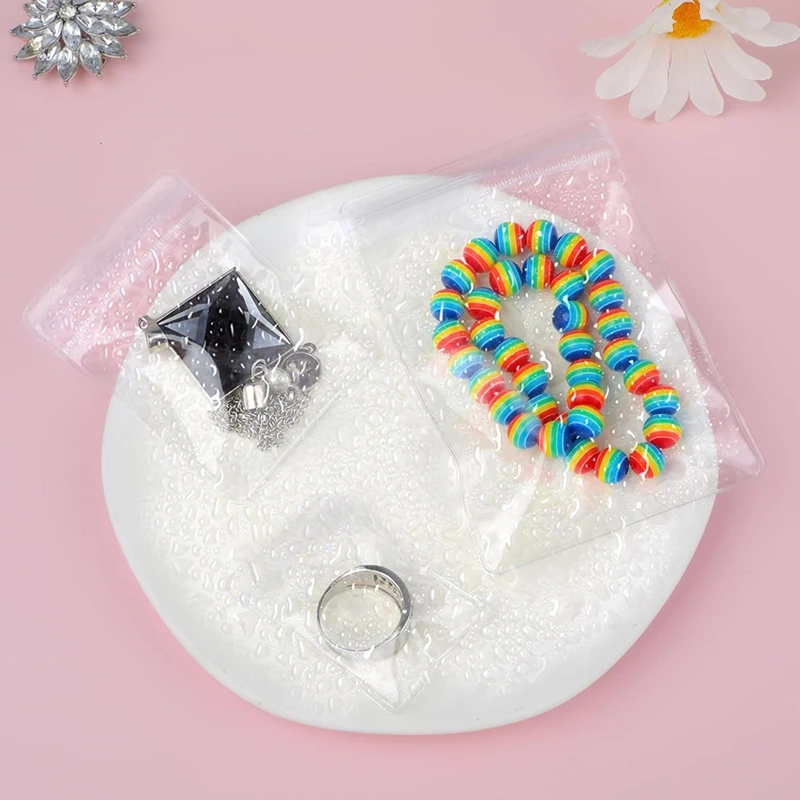 Top-60PC Jewelry Bags Clear Plastic Reclosable Thick Zip Lock Bags For Photo Bakery Treats Travel Storage Packaging