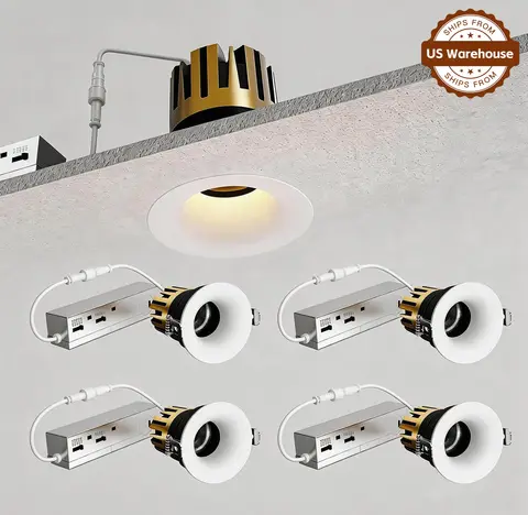 SCON Round Recessed Spotlight Lighting 10W Trimless Adjustable Downlight LED Ceiling Light 5 CCT 2700K-6000K Rotation Spotlight