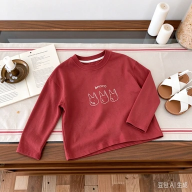 Printed T-shirt Children's Casual Loose T-shirt New Clothes Children's Printed Top Children's Long Sleeved Pullover
