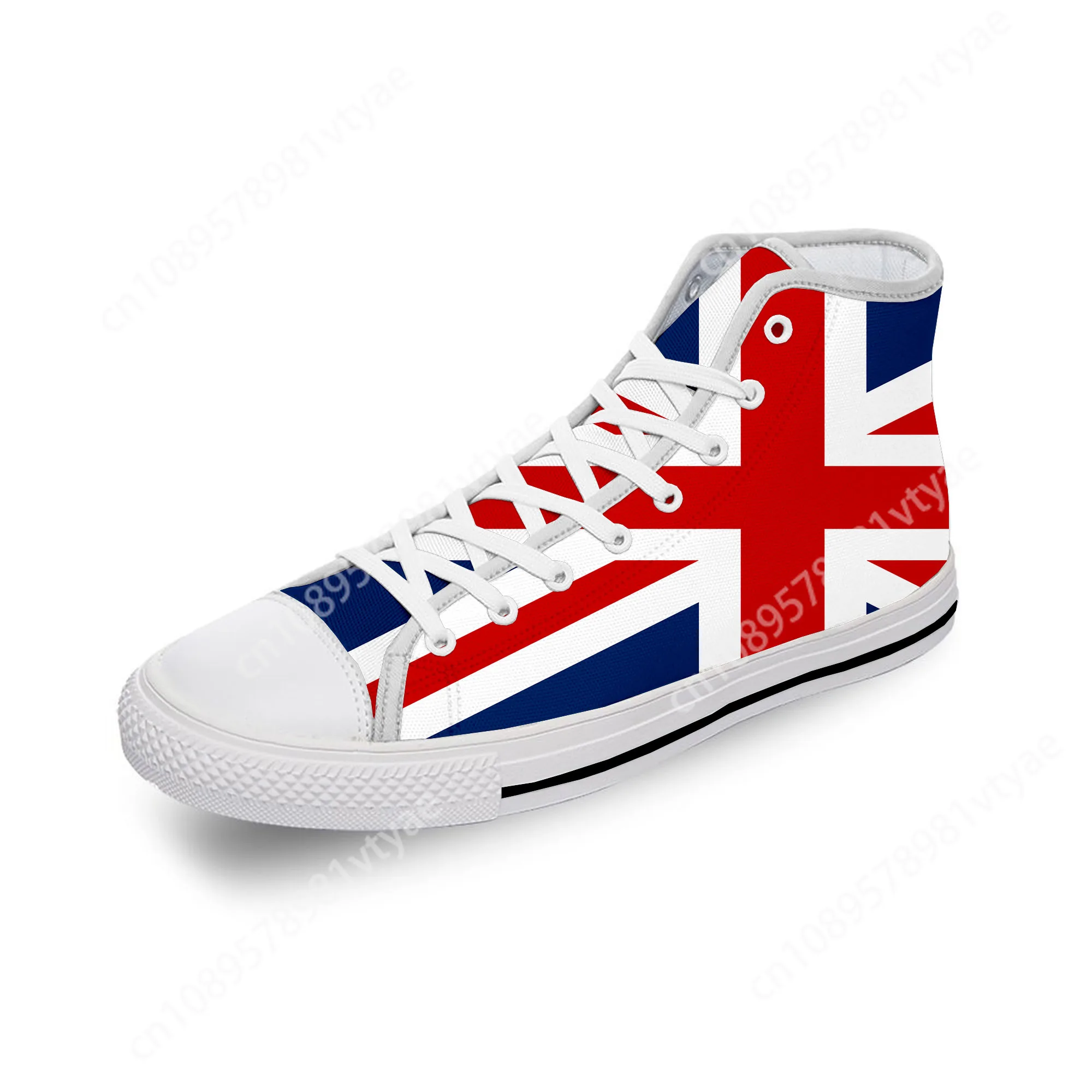 Britain British UK Flag Union Jack White Cloth Fashion 3D Print High Top Canvas Shoes Men Women Lightweight Breathable Sneakers