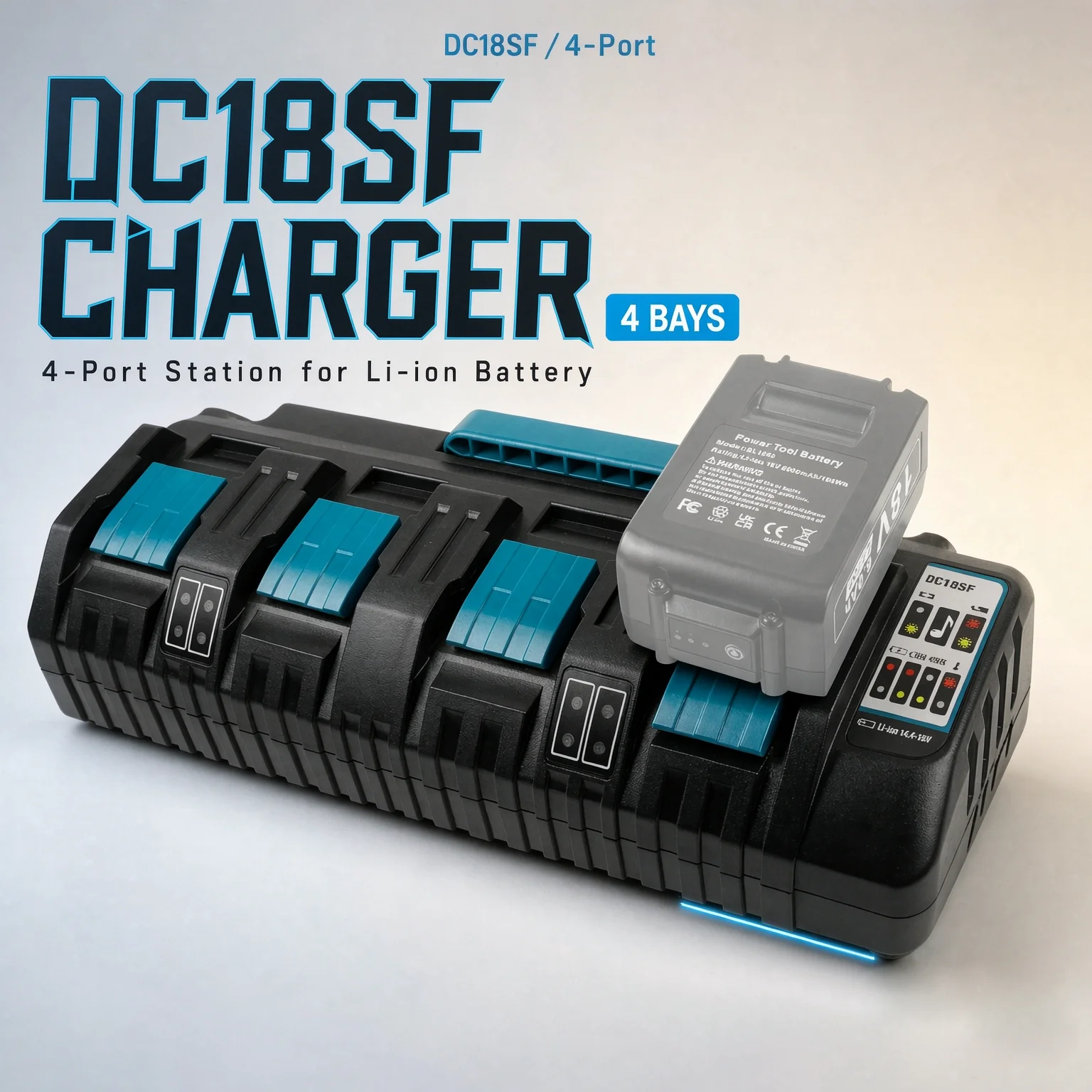 For Makita 18V 14.4V 4 Ports Li-Ion Battery Charger DC18RD DC18SF for Makita 14.4V 18V 20V BL1830 BL1840 BL1850 BL1860 Bl1430