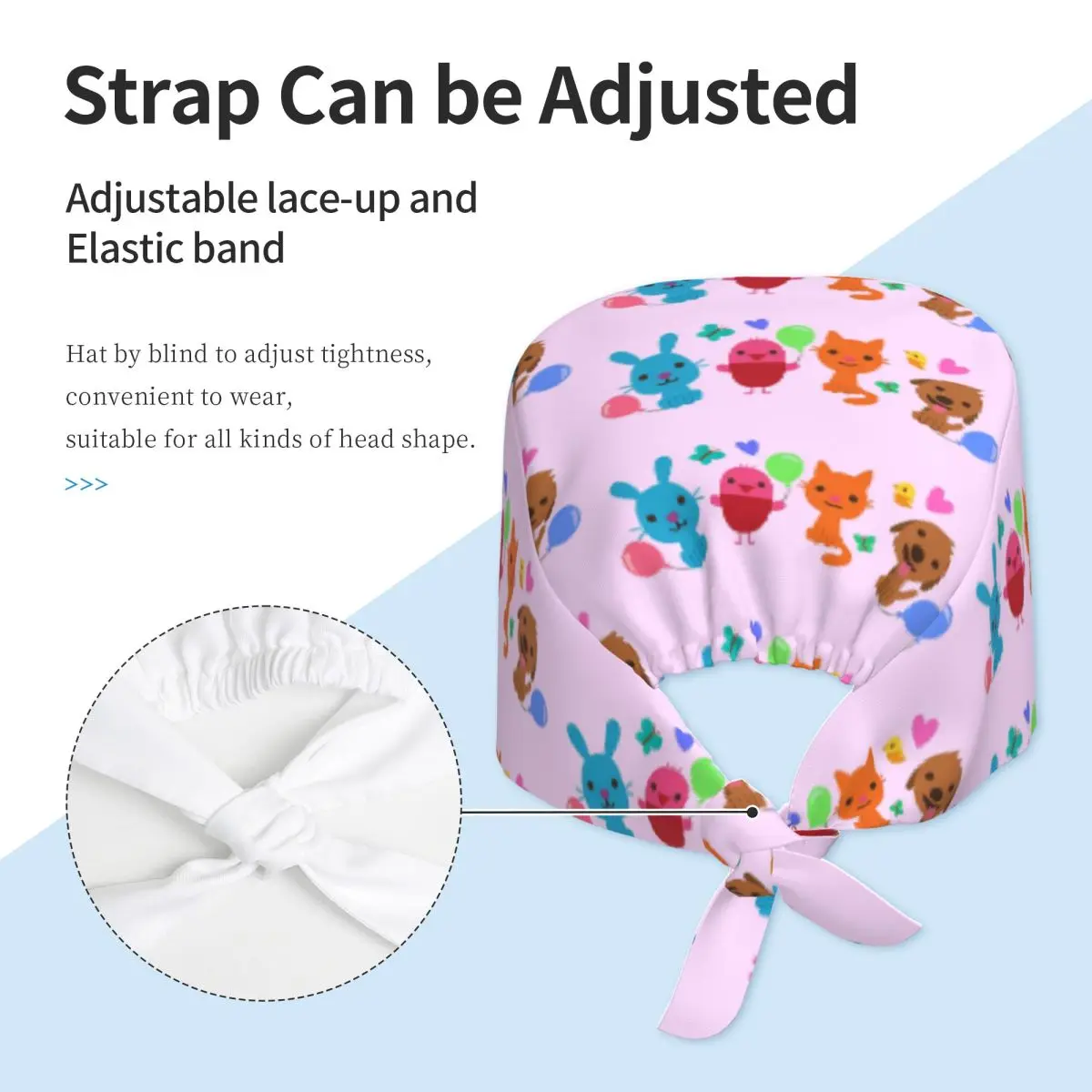 قبعة لعب ساجو الوردية الصغيرة للطبيب، قبعة جراحية للعمل للرجال والنساء، قبعات تمريض قابلة للتعديل لطبيب الأسنان #4