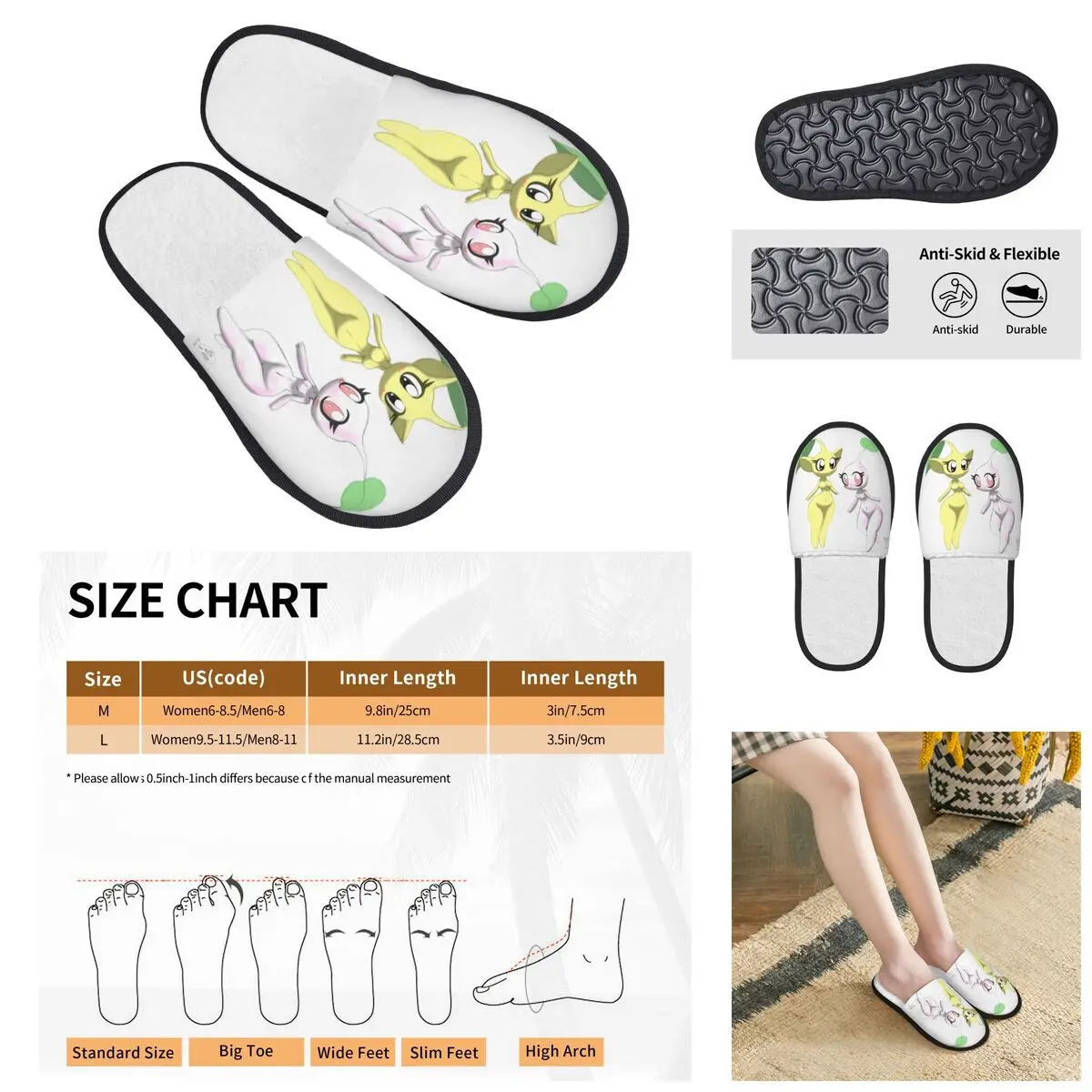 3D printing Men Women Furry Indoor slippers,Pikmin Fauna fashion special Anti-skid Slippers