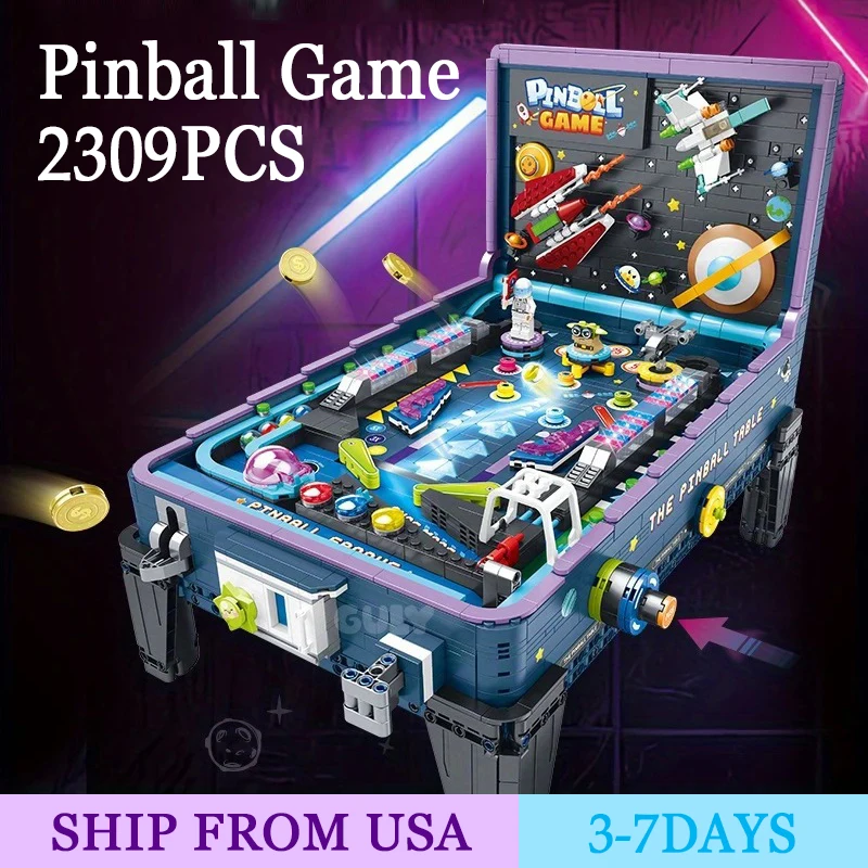 2309 pièces Pinball jeu Table blocs de construction jouets modèle assemblage jeux de société Machine briques ensembles bricolage jouets enfants cadeaux de noël