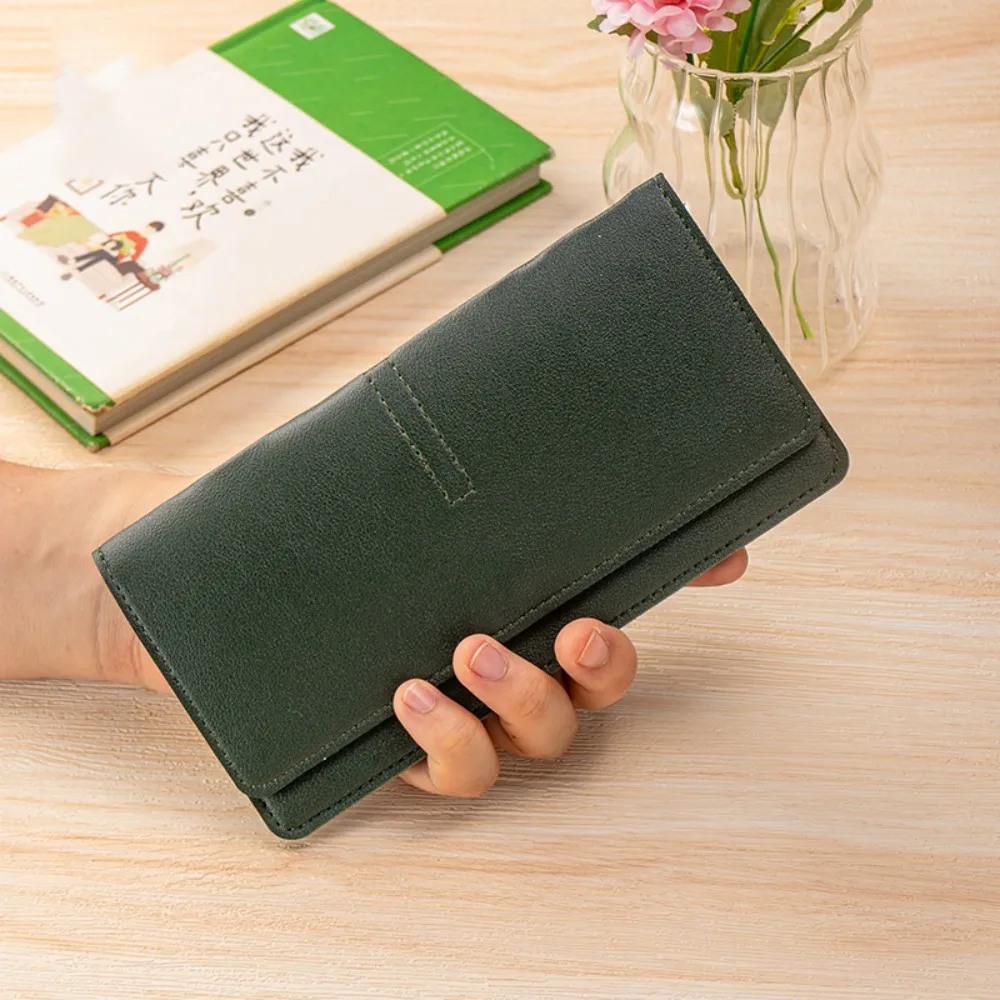 

Minimalist PU Leather Leather Women Wallets Solid Color Large Capacity Women Thin Wallets Storage Bag Women