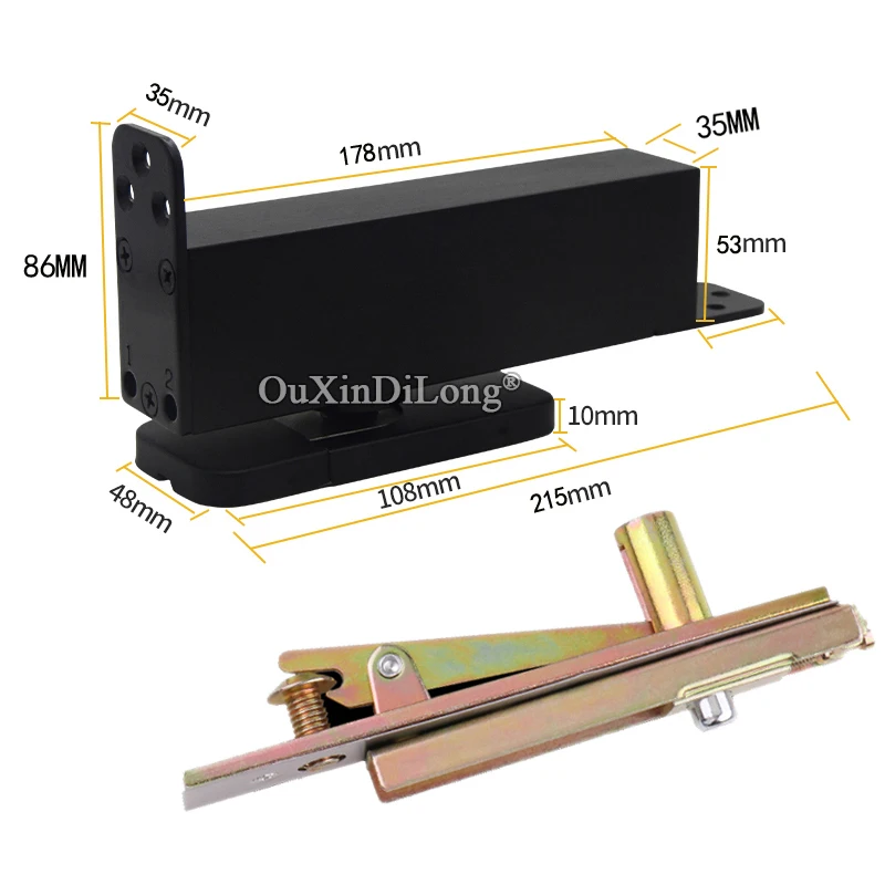 New 1Set Heavy Door Pivot Hinges Invisible Hydraulic Buffer 90° Positioning Floor Spring Furniture Door Hinge Install Up &  Down
