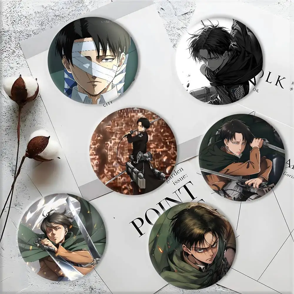 Anime L-Levi Ackerman Manga Badge Round Art Brooch Clothes Backpack Accessories Lapelnd Laserh