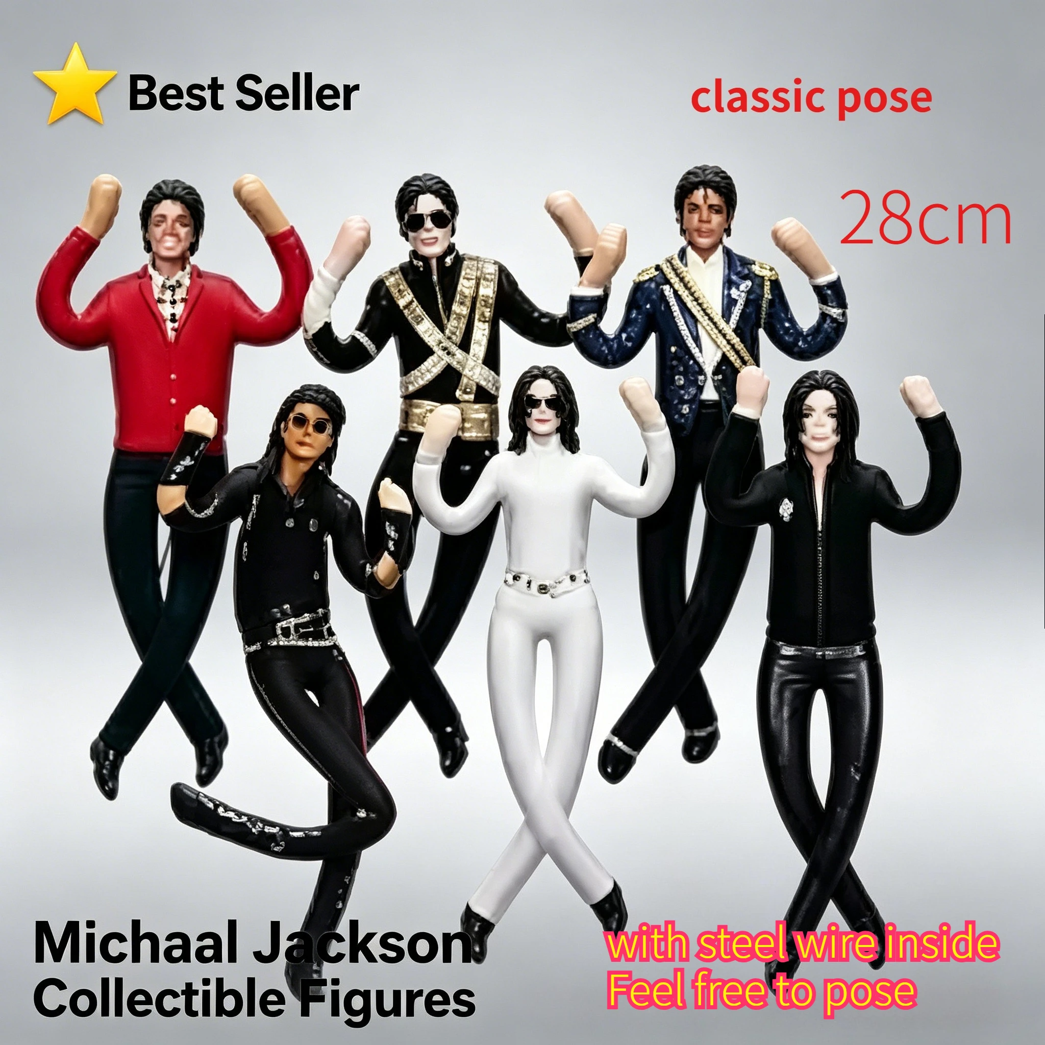 28CM Michael Jackson Cosplay Prop Doll Plush Stuffed Figure Dolls Room Decoration Abstract Joint Mobility Props Gift