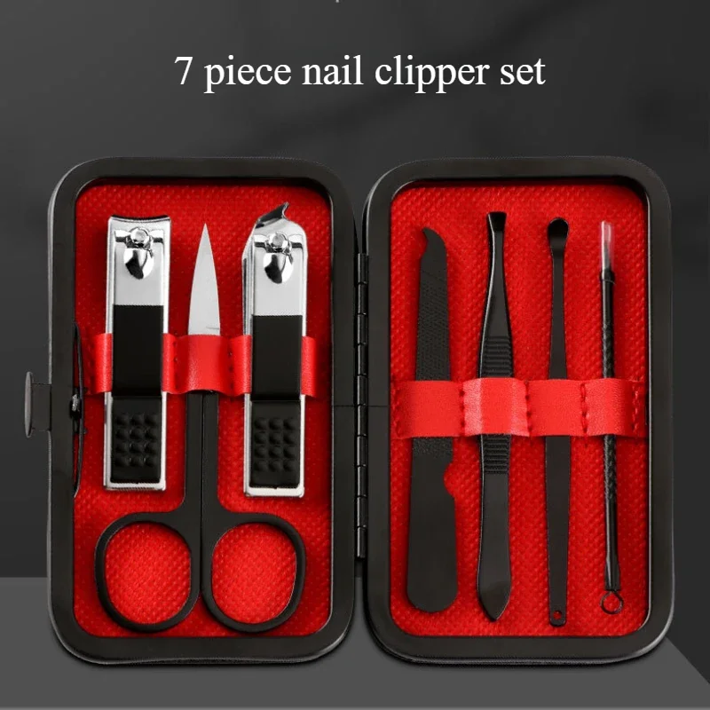 Stainless Steel Black Nail Clipper Set Nail Clipper Business 7-piece Nail Clipper Manicure Kit