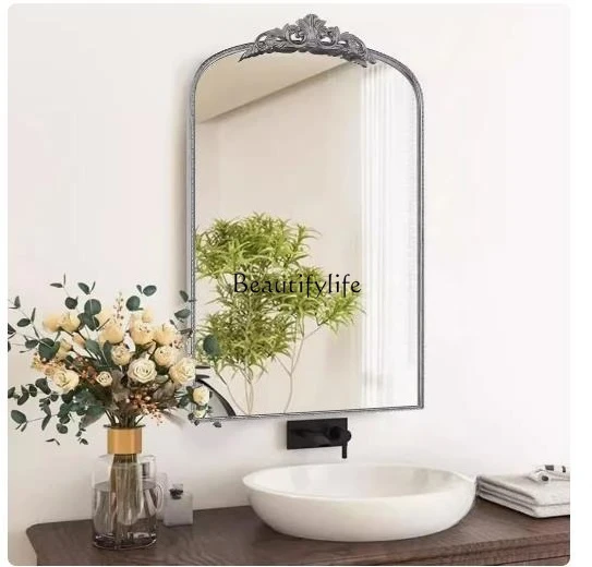 

03.French bathroom household bedroom carved makeup mirror living room entrance fireplace wall decoration