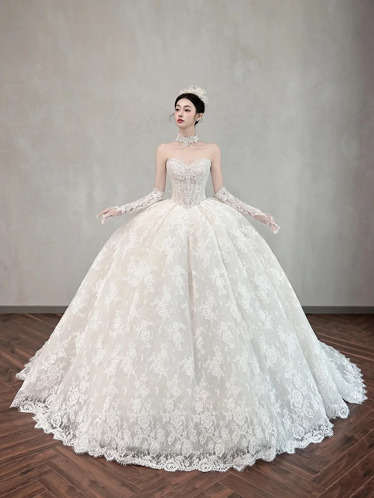 Customized Ball Gown Wedding Dresses Appliques Sequins Bridal Gowns Fashion Formal Occasion robe de mariée