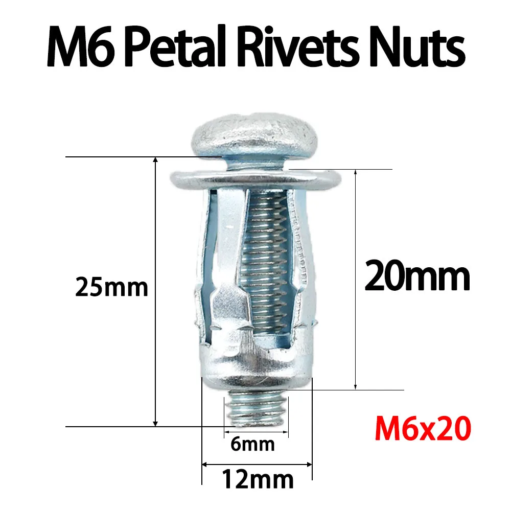 Tuercas M4 M5 M8 Molly Jack, tuerca de Metal con forma de pétalo, tornillo de expansión, cierre de placa de matrícula, Panel de fijación, remache