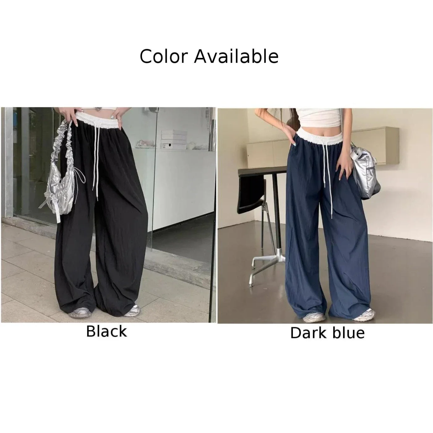 Casual Outing Harajuku Oversize Casual Trousers 100-116cm Brand New Contrasting Colors Regular Length Slight Elastic