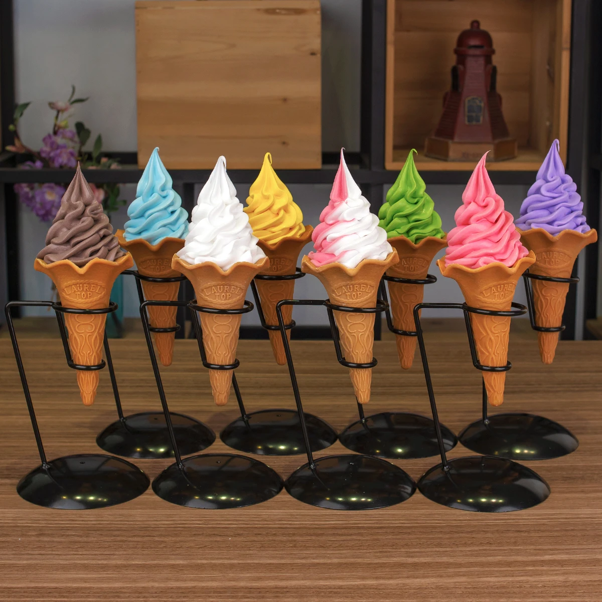 7.7 inches Simulation Ice Cream Model Realistic Artificial Ice Cream Cone Fake Food Dessert Shop Display Model Photo Props Toy