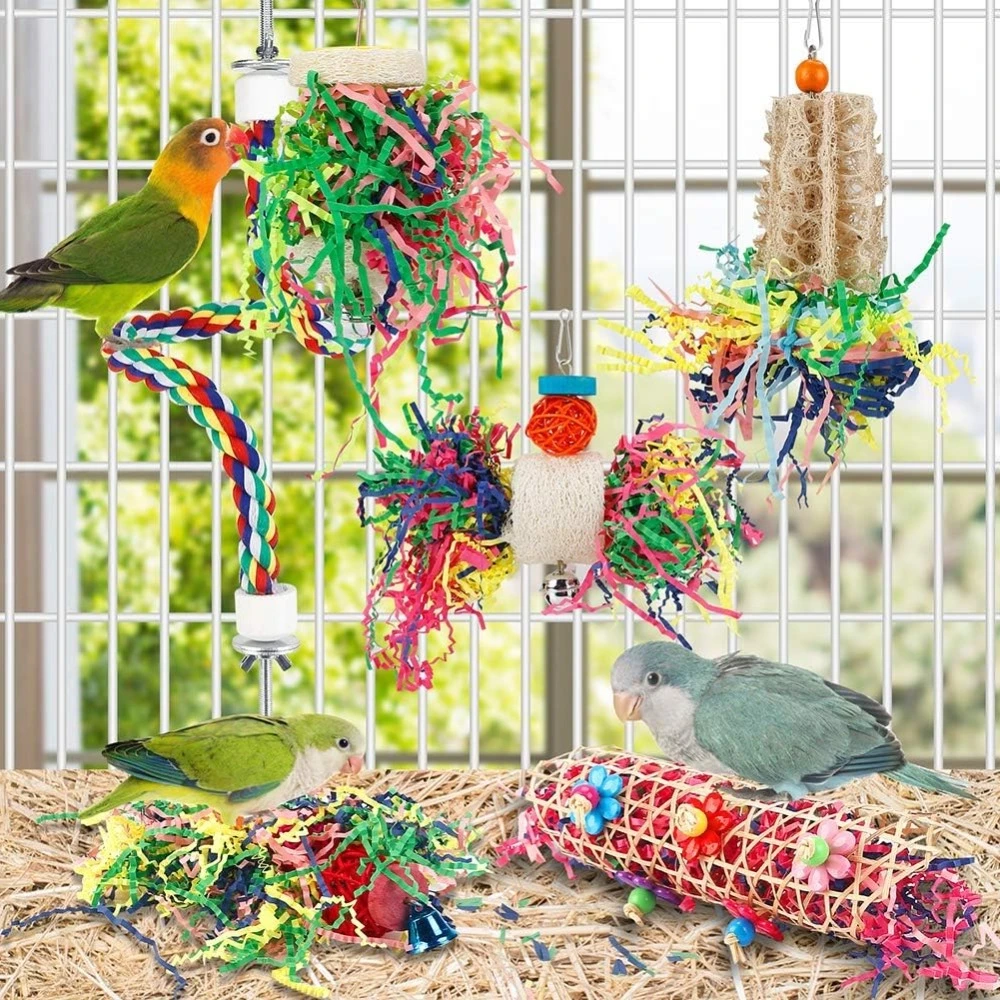 Colorful Bird Chew Toys for Parrots and Small Birds