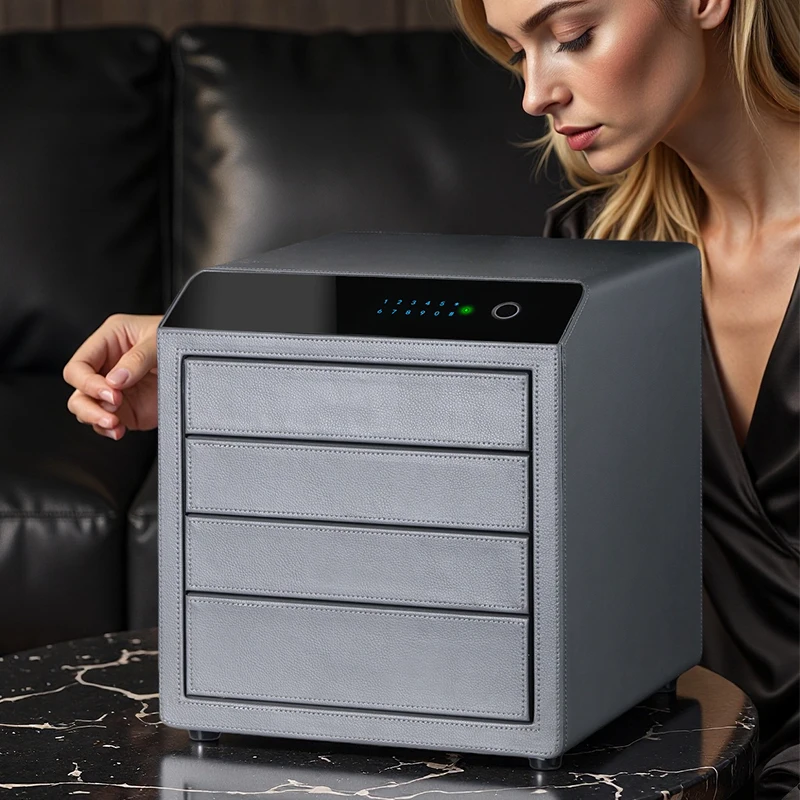 Security Safety Box with 4 drawers Fingerprint Password Safe Storage Box with Internet Large Jewerly Organizer Box Collection
