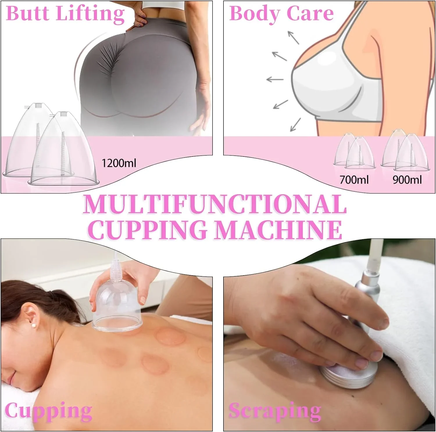 30 Cups Massage Nipple Augmentation Enhancer Vacuum Equipment Breast Enlargement Pump Buttock Lifting Butt Vaccum Machine