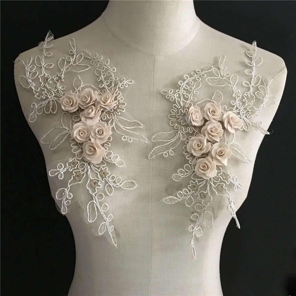 DIY bestickte Spitzenkragen Stoff Patch dekorative Spitzenapplikation dreidimensionale Blumenblumenkleidung