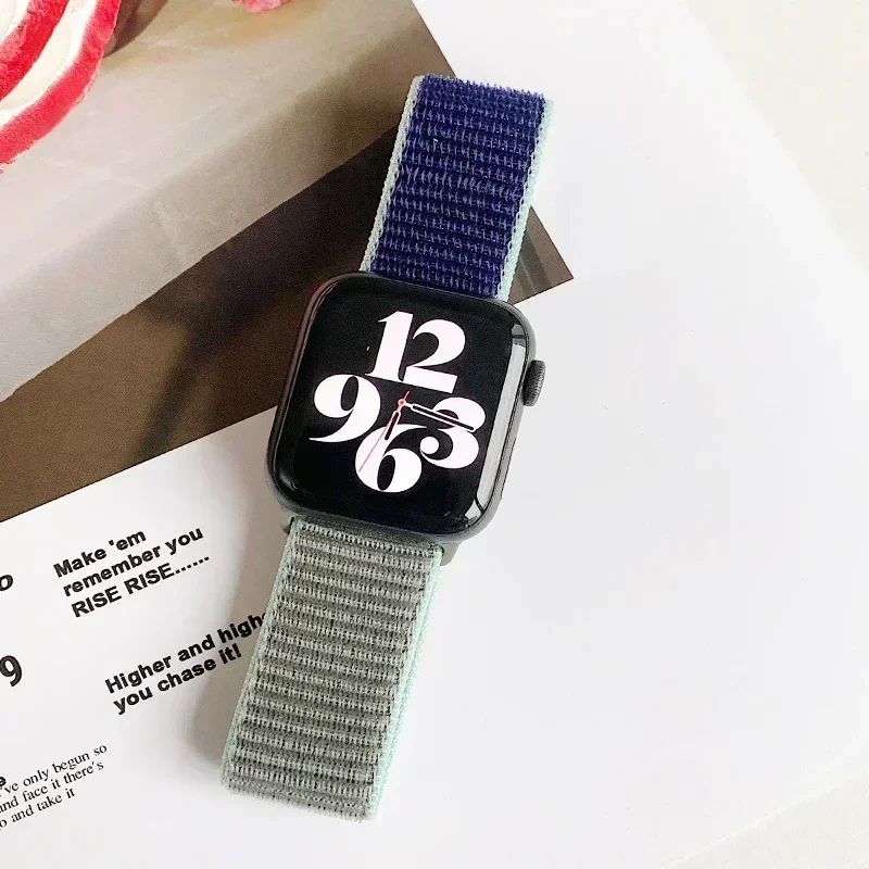 สายรัดไนลอนสำหรับสายคาด Apple Watch 44มม. 40มม. 49มม. 41มม. 45มม. 42มม. 38มม. สร้อยข้อมือ Correa iWatch Series 7 6 5 4 3 SE 8 9 ULTRA 2