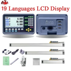 19 Dil 3 Eksen LCD DRO SET 2 Eksen LCD DRO SET HXX Dijital Okuma ve Torna Frezeleme için 50-1000mm Doğrusal Ölçekli Kodlayıcı Cetvel