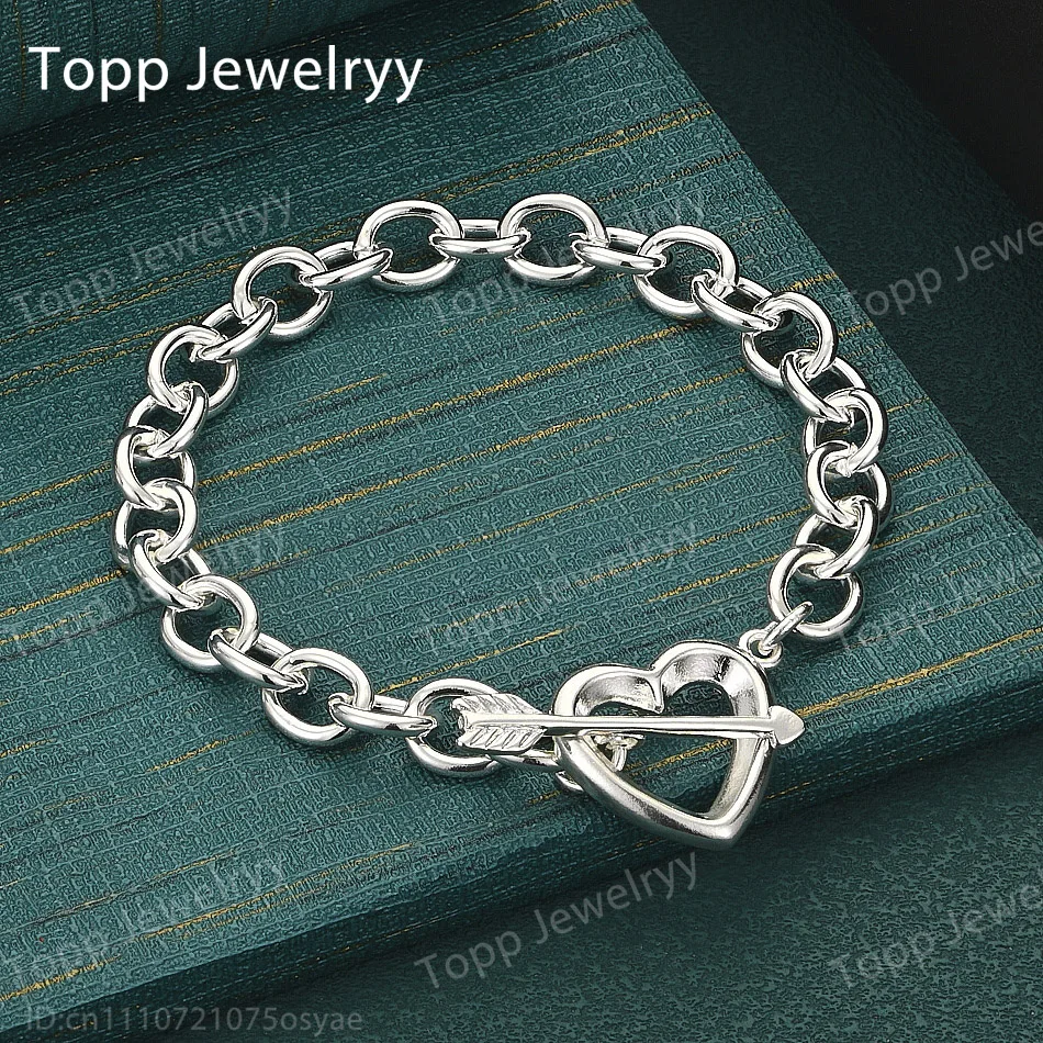 925 Sterling Silver Exquisite Arrow Through the Heart Openwork Bracelet – Stylish Party Gift & Women's Wedding Jewelry