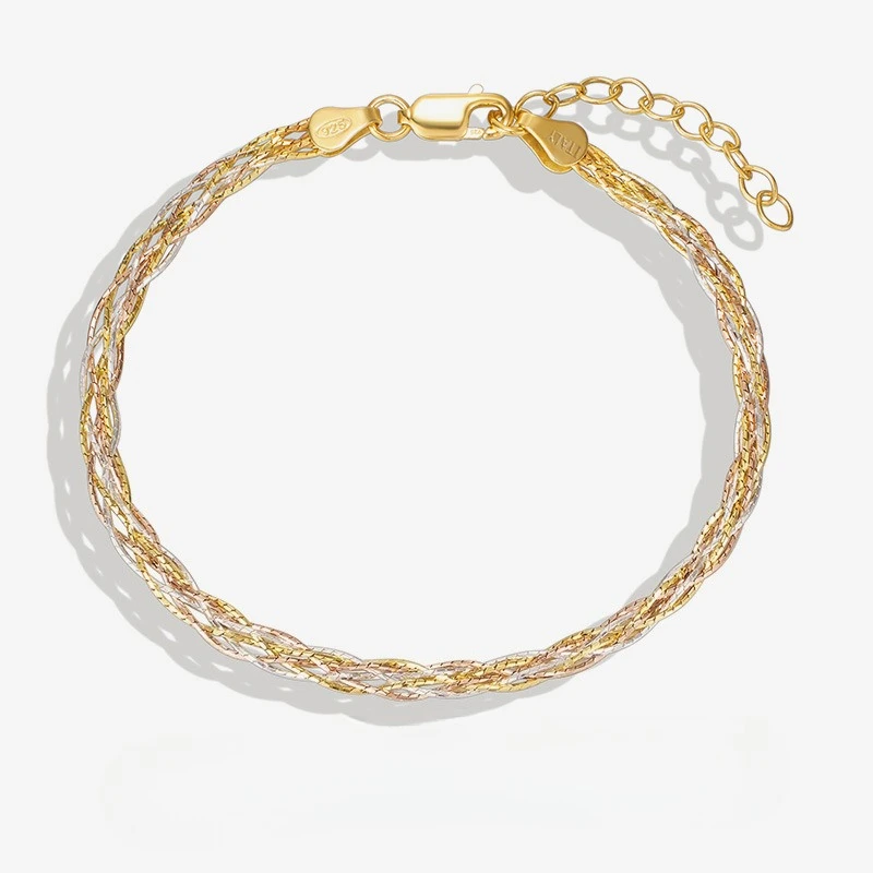 

New S925 Silver Italian Weaving Craft S925 Pure Silver Bracelet Three Color Six Strand Bamboo Knot Jewelry Wedding Jewelry
