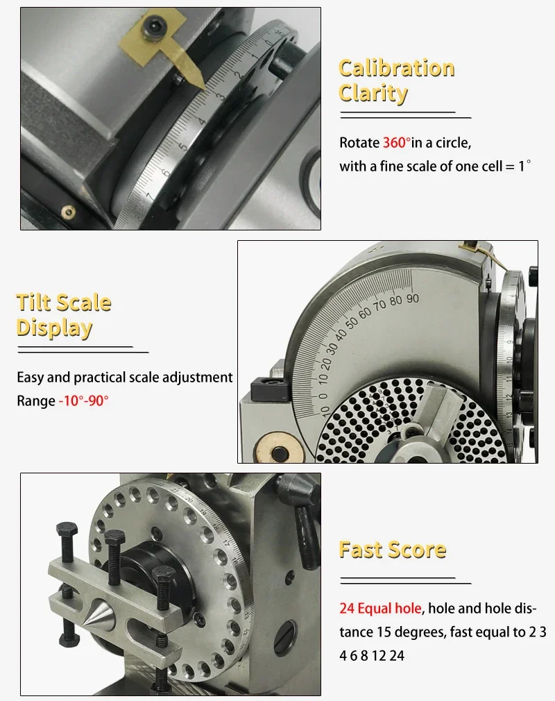 Universal Dividing Head BS-0 4/5 inch 100mm 125mm 3-Jaw Chuck Precision Semi with Tailtop 3-15 Center Height for Milling Machine