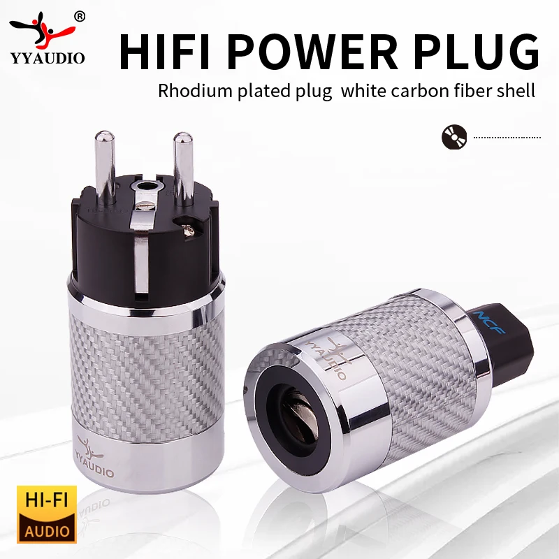 

YYAUDIO Hifi EU Power Plug IEC Audio Connector Hi-End Carbon Fiber Rhodium Plated Supply Plug Connector Adapter 15A/250V