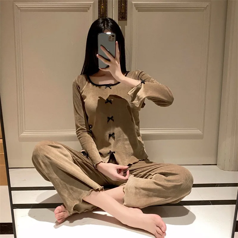 

Women's Velvet Pajamas Set Nightie Nightwears For Ladies Sleepwear Female Underwear Clothes For Sleep Autumn New Home Wear