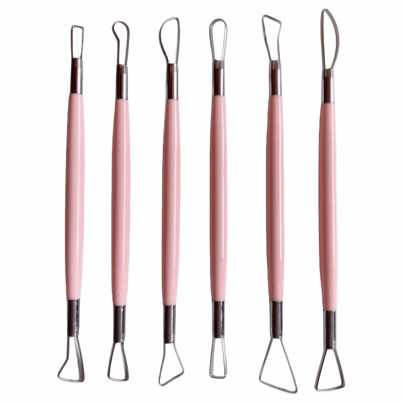6-teiliges Set Doppelseitige Flachdraht-Töpfermesser, Ton-Modellier- und Trimmwerkzeuge für DIY-Keramik, Öl-Ton und Skulpturmodellierung – Detail 1