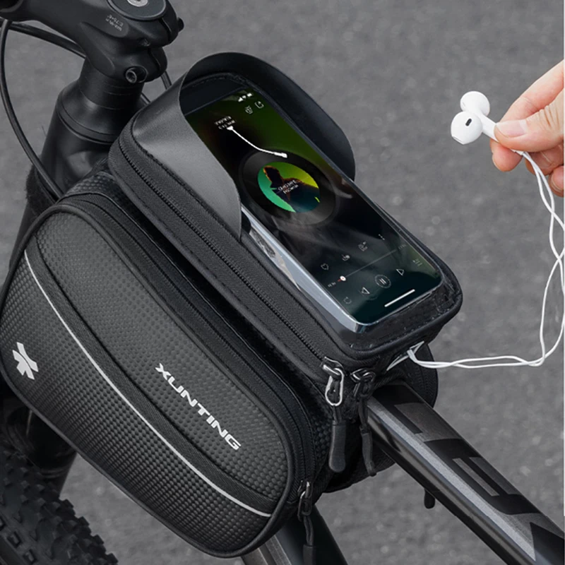 Xunting Mountain Bike Bag Front Handlerbar Bag Rainproof 6.8inch Mobile Phone Case Bicycle Top Tube Bag Cycling Accessories